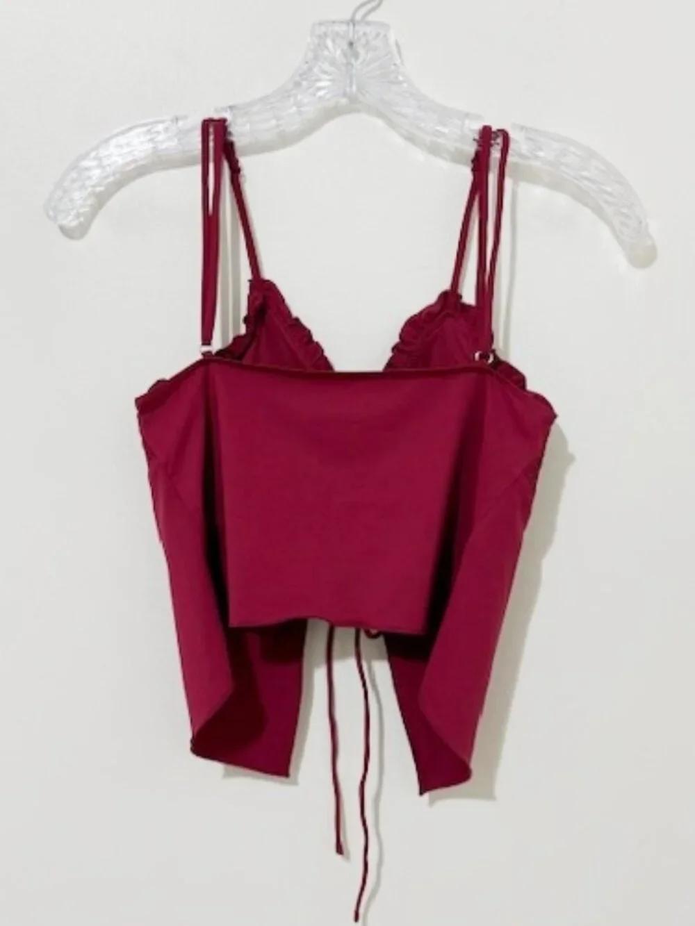 Frankies Bikinis Penelope Ruffle Tankini Bikini Top in Bordeaux Size M